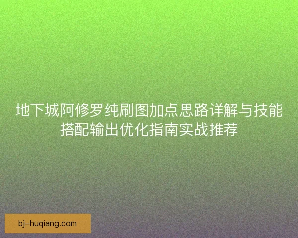 地下城阿修罗纯刷图加点思路详解与技能搭配输出优化指南实战推荐
