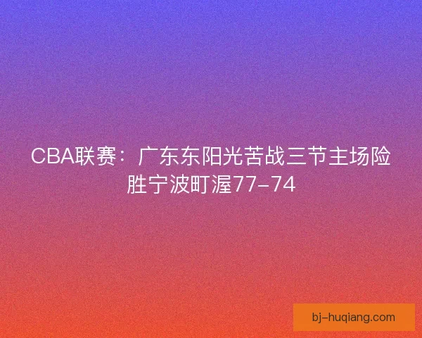 CBA联赛：广东东阳光苦战三节主场险胜宁波町渥77-74
