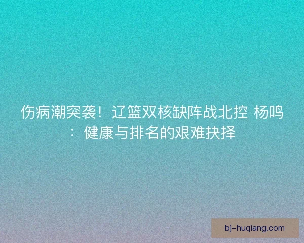 伤病潮突袭！辽篮双核缺阵战北控 杨鸣：健康与排名的艰难抉择