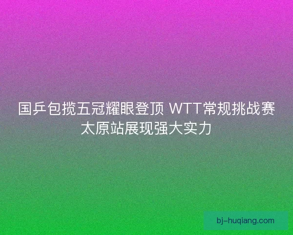 国乒包揽五冠耀眼登顶 WTT常规挑战赛太原站展现强大实力