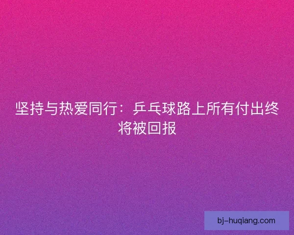 坚持与热爱同行：乒乓球路上所有付出终将被回报
